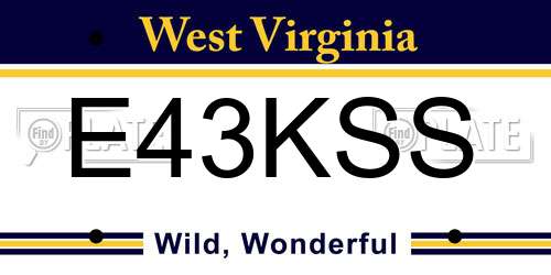 E43KSS West Virginia License Plate