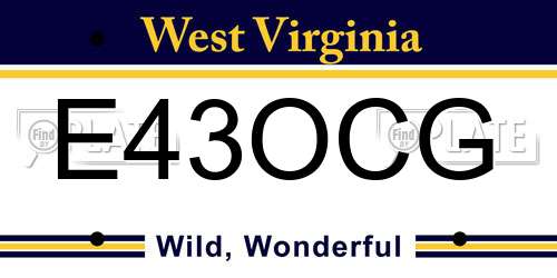 E43OCG West Virginia License Plate