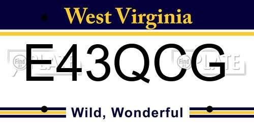 E43QCG West Virginia License Plate