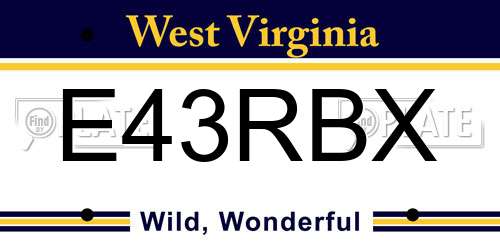 E43RBX West Virginia License Plate