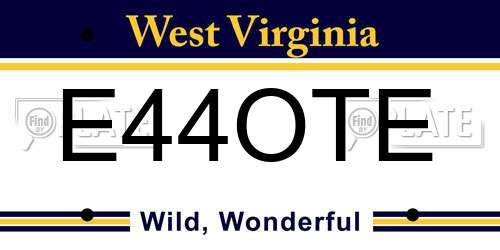 E44OTE West Virginia License Plate