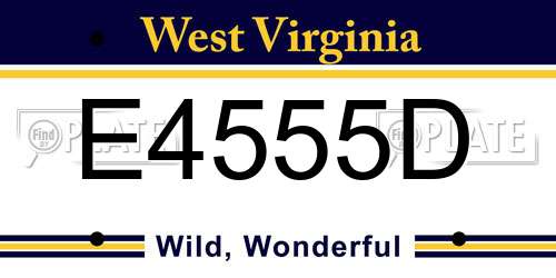 E4555D West Virginia License Plate