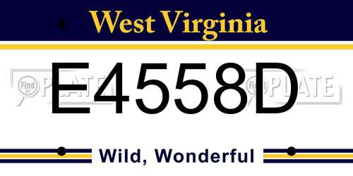 E4558D West Virginia License Plate