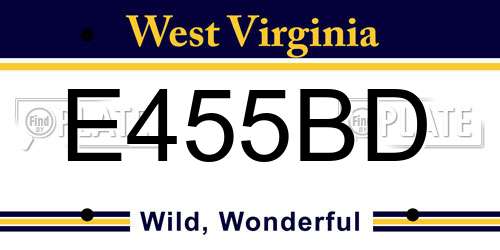 E455BD West Virginia License Plate