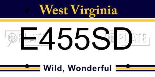 E455SD West Virginia License Plate