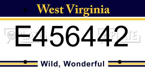 E456442 West Virginia License Plate