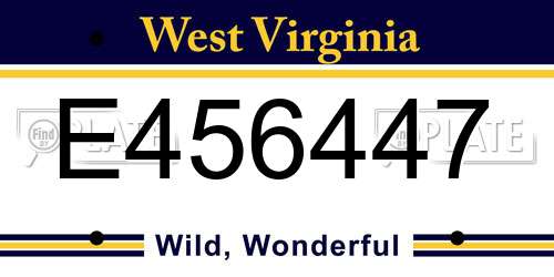 E456447 West Virginia License Plate