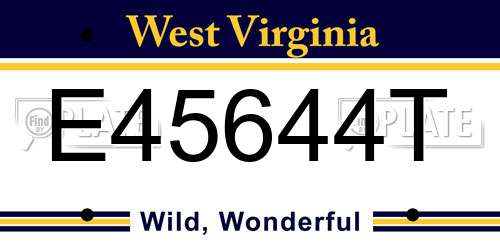 E45644T West Virginia License Plate
