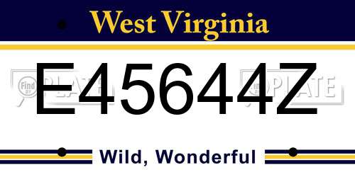 E45644Z West Virginia License Plate