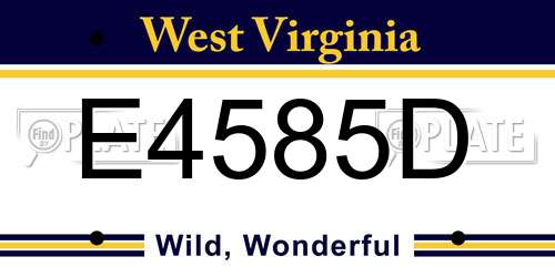 E4585D West Virginia License Plate