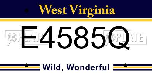 E4585Q West Virginia License Plate