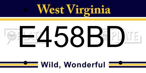E458BD West Virginia License Plate