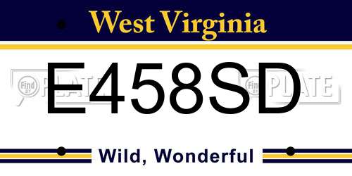 E458SD West Virginia License Plate