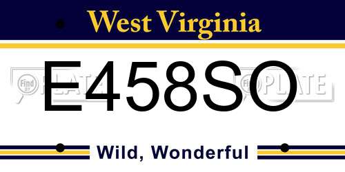 E458SO West Virginia License Plate