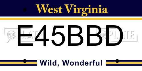 E45BBD West Virginia License Plate
