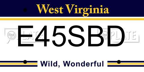 E45SBD West Virginia License Plate