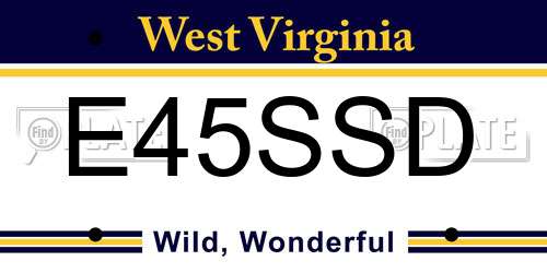 E45SSD West Virginia License Plate