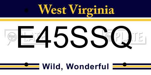 E45SSQ West Virginia License Plate
