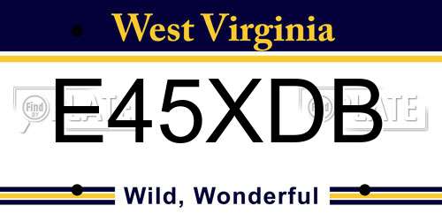 E45XDB West Virginia License Plate