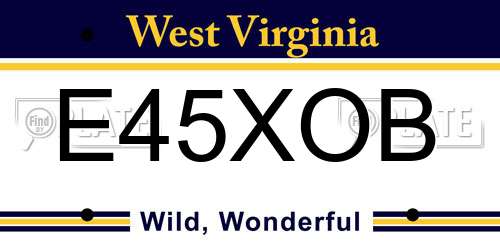 E45XOB West Virginia License Plate