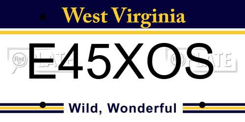 E45XOS West Virginia License Plate