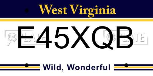 E45XQB West Virginia License Plate