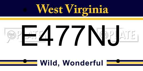 E477NJ West Virginia License Plate