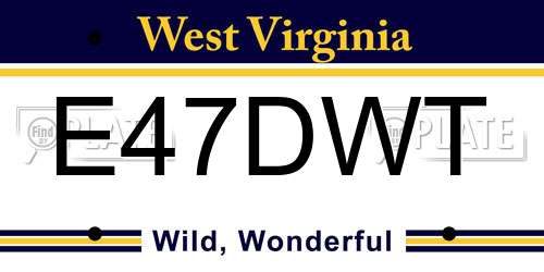 E47DWT West Virginia License Plate