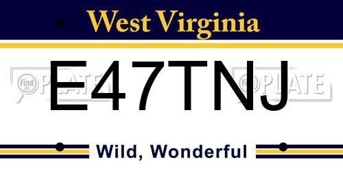 E47TNJ West Virginia License Plate