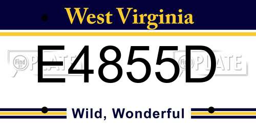 E4855D West Virginia License Plate