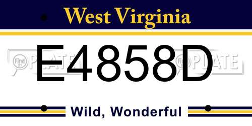 E4858D West Virginia License Plate