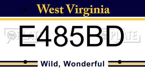 E485BD West Virginia License Plate