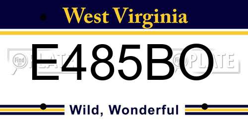 E485BO West Virginia License Plate