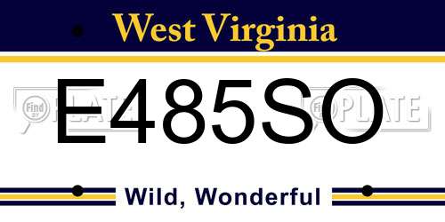 E485SO West Virginia License Plate