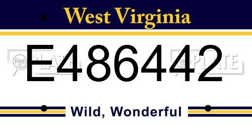 E486442 West Virginia License Plate