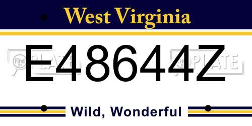 E48644Z West Virginia License Plate