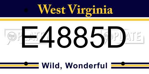 E4885D West Virginia License Plate