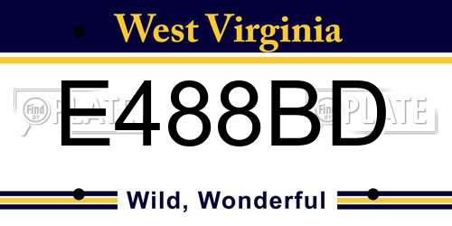 E488BD West Virginia License Plate