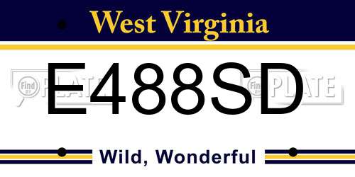 E488SD West Virginia License Plate