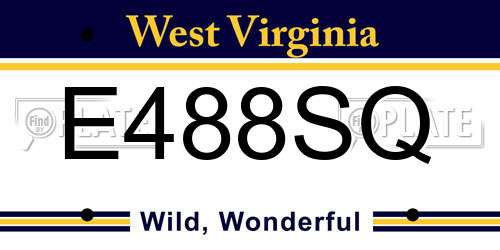E488SQ West Virginia License Plate
