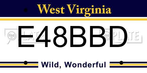 E48BBD West Virginia License Plate