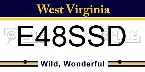 E48SSD West Virginia License Plate