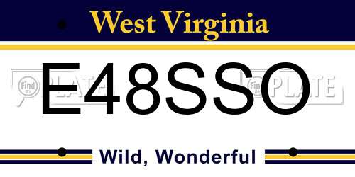 E48SSO West Virginia License Plate