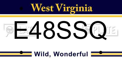E48SSQ West Virginia License Plate