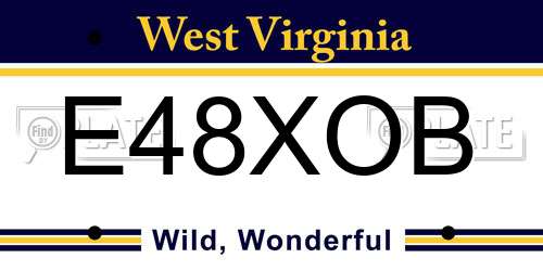 E48XOB West Virginia License Plate