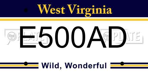 E500AD West Virginia License Plate
