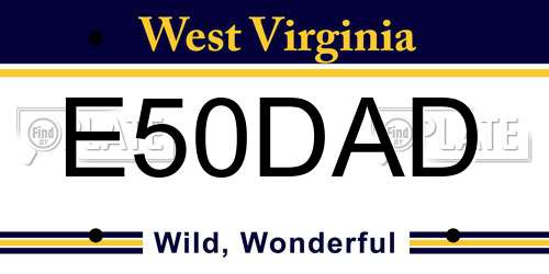 E50DAD West Virginia License Plate