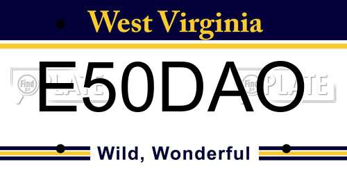 E50DAO West Virginia License Plate