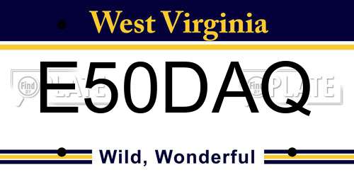 E50DAQ West Virginia License Plate