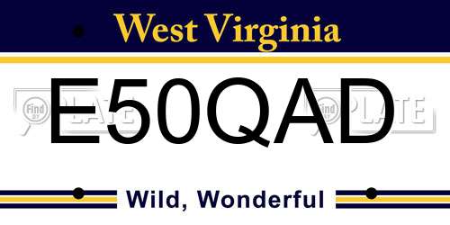 E50QAD West Virginia License Plate